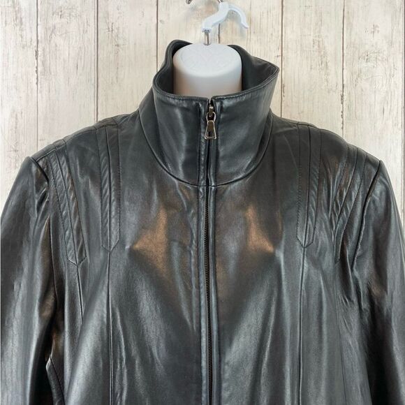 Avanti Genuine Leather Black Full Zip Stand Up Collar Jacket Women's Size XLarge - Picture 6 of 13